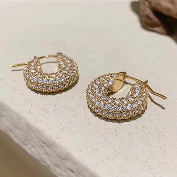 Elegant Gold color Hoop Earrings - Picture 1 of 3